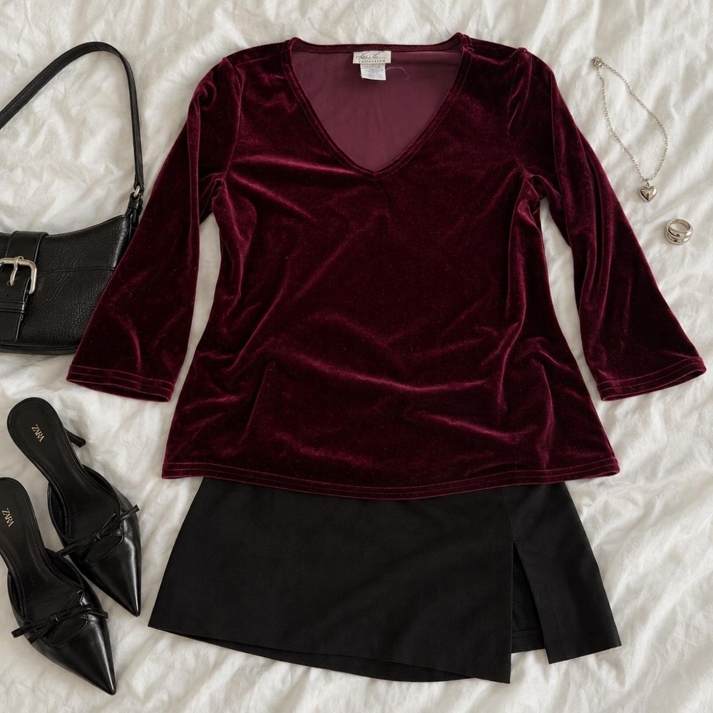 Burgundy Velvet Top